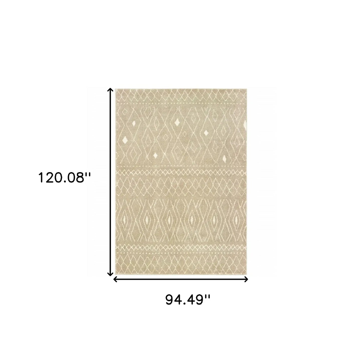 8' X 10' Sand And Ivory Geometric Power Loom Stain Resistant Area Rug - Homeroots - Flyclothing LLC