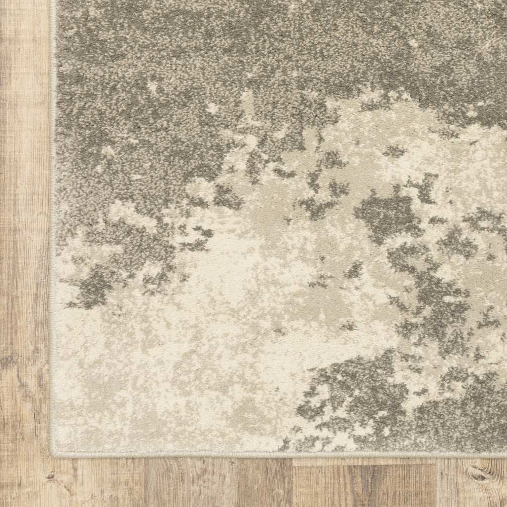 2' X 8' Beige And Grey Abstract Power Loom Stain Resistant Runner Rug - Homeroots - Flyclothing LLC