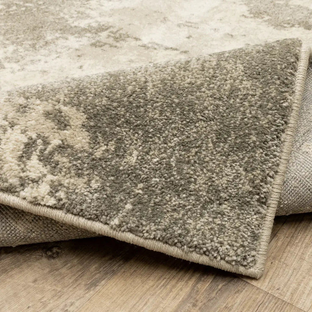2' X 8' Beige And Grey Abstract Power Loom Stain Resistant Runner Rug - Homeroots - Flyclothing LLC