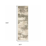 2' X 8' Beige And Grey Abstract Power Loom Stain Resistant Runner Rug - Homeroots - Flyclothing LLC