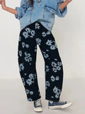 Printed Wide Leg Jeans - Trendsi