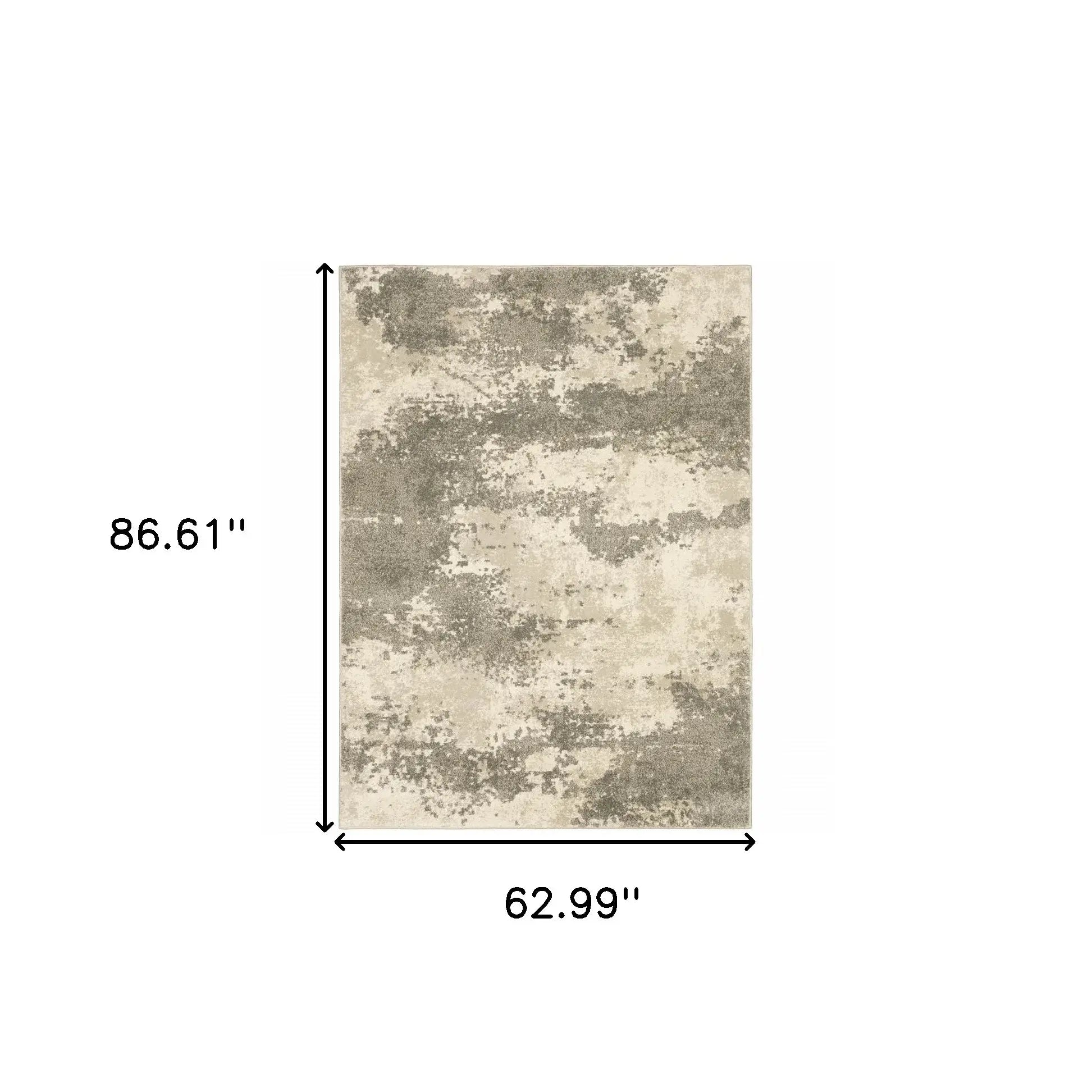 5' X 7' Beige And Grey Abstract Power Loom Stain Resistant Area Rug - Homeroots - Flyclothing LLC