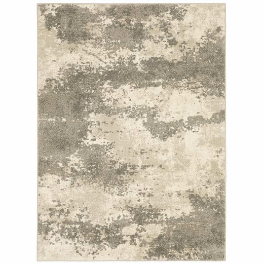 5' X 7' Beige And Grey Abstract Power Loom Stain Resistant Area Rug - Homeroots - Flyclothing LLC