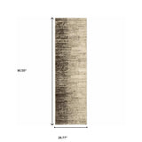 2' X 8' Beige And Grey Abstract Power Loom Stain Resistant Runner Rug - Homeroots - Flyclothing LLC
