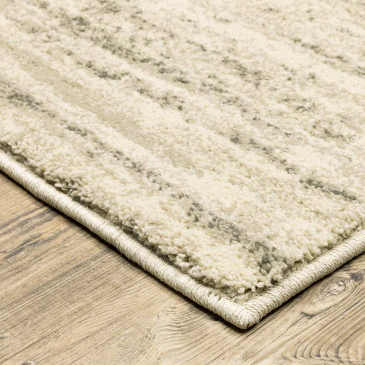 2' X 8' Beige And Grey Abstract Power Loom Stain Resistant Runner Rug - Homeroots - Flyclothing LLC