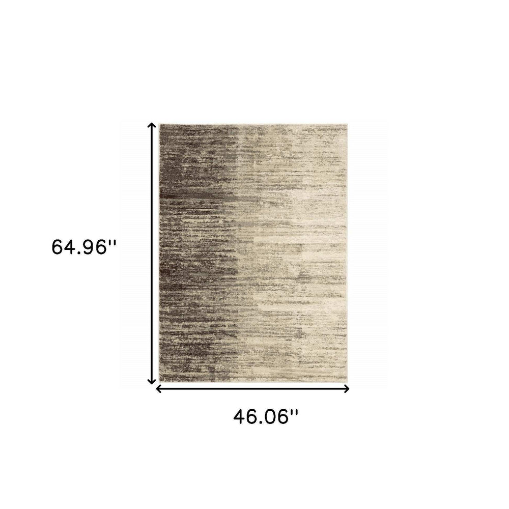 4' X 6' Beige And Grey Abstract Power Loom Stain Resistant Area Rug - Homeroots - Flyclothing LLC