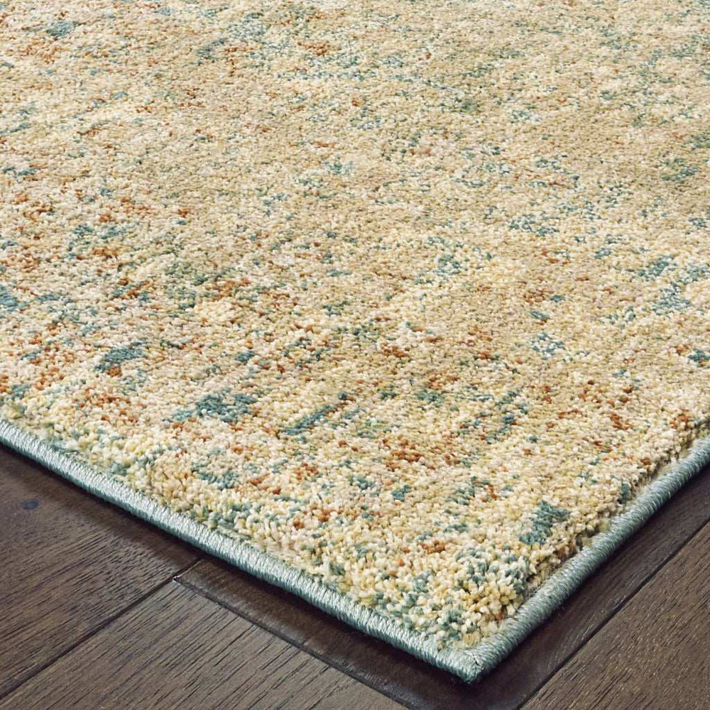 2' X 8' Foam Blue Pumpkin And Golden Yellow Abstract Power Loom Stain Resistant Runner Rug - Homeroots - Flyclothing LLC