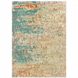 6' X 9' Foam Blue Pumpkin And Golden Yellow Abstract Power Loom Stain Resistant Area Rug - Homeroots - Flyclothing LLC