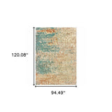 8' X 10' Foam Blue Pumpkin And Golden Yellow Abstract Power Loom Stain Resistant Area Rug - Homeroots - Flyclothing LLC