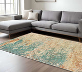 8' X 10' Foam Blue Pumpkin And Golden Yellow Abstract Power Loom Stain Resistant Area Rug - Homeroots - Flyclothing LLC