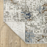 2' X 8' Blue Ivory Grey Brown Beige And Light Blue Abstract Power Loom Stain Resistant Runner Rug - Homeroots