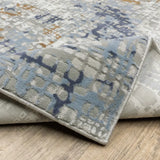 2' X 8' Blue Ivory Grey Brown Beige And Light Blue Abstract Power Loom Stain Resistant Runner Rug - Homeroots - Flyclothing LLC