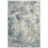 5' X 8' Blue Ivory Grey Brown Beige And Light Blue Abstract Power Loom Stain Resistant Area Rug - Homeroots - Flyclothing LLC