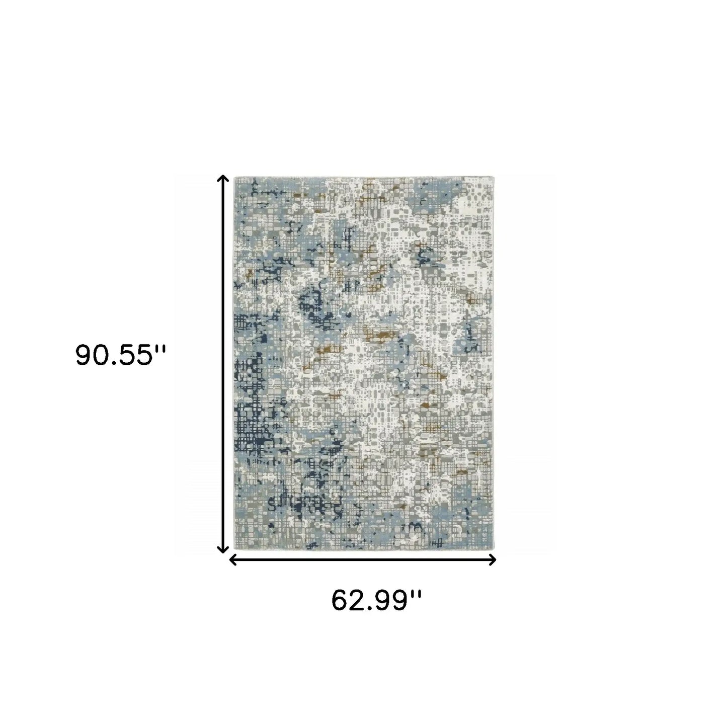 5' X 8' Blue Ivory Grey Brown Beige And Light Blue Abstract Power Loom Stain Resistant Area Rug - Homeroots - Flyclothing LLC