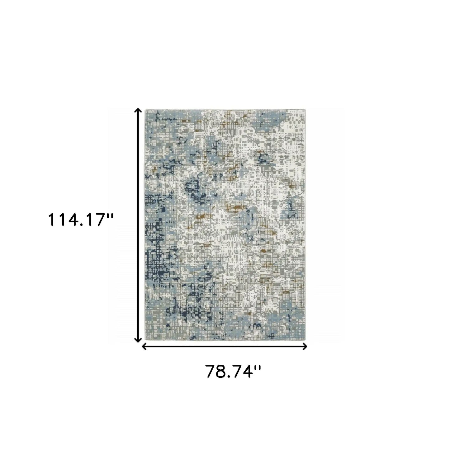 6' X 9' Blue Ivory Grey Brown Beige And Light Blue Abstract Power Loom Stain Resistant Area Rug - Homeroots - Flyclothing LLC