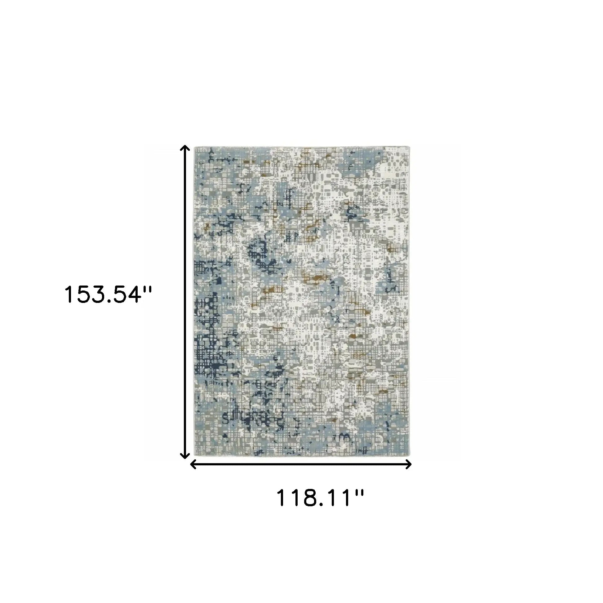 10' X 13' Blue Ivory Grey Brown Beige And Light Blue Abstract Power Loom Stain Resistant Area Rug - Homeroots - Flyclothing LLC