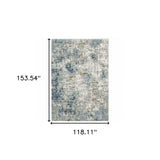 10' X 13' Blue Ivory Grey Brown Beige And Light Blue Abstract Power Loom Stain Resistant Area Rug - Homeroots - Flyclothing LLC