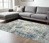 10' X 13' Blue Ivory Grey Brown Beige And Light Blue Abstract Power Loom Stain Resistant Area Rug - Homeroots - Flyclothing LLC