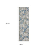 2' X 8' Grey Blue Ivory Navy Beige And Brown Abstract Power Loom Stain Resistant Runner Rug - Homeroots - Flyclothing LLC