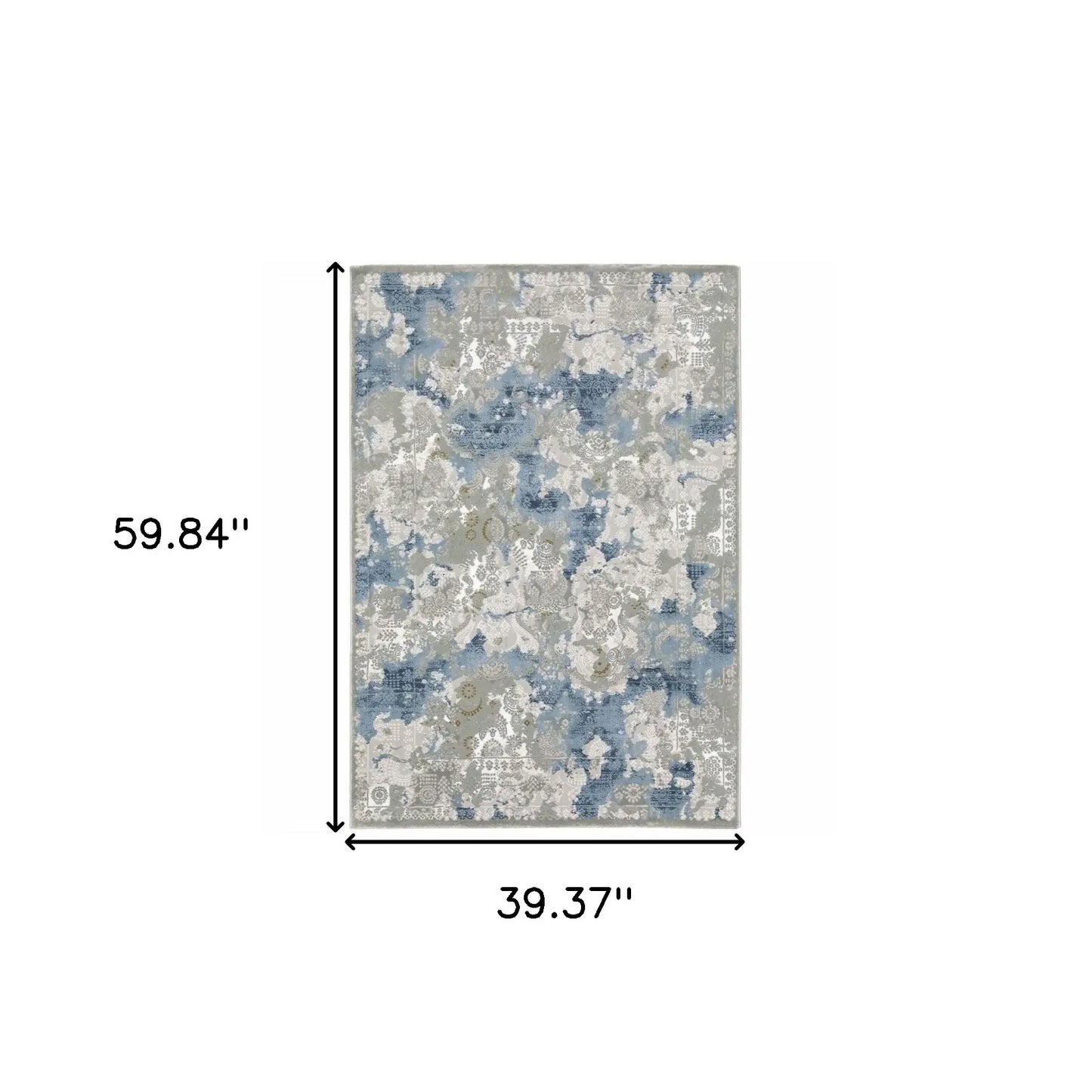 3' X 5' Grey Blue Ivory Navy Beige And Brown Abstract Power Loom Stain Resistant Area Rug - Homeroots - Flyclothing LLC