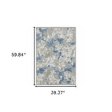 3' X 5' Grey Blue Ivory Navy Beige And Brown Abstract Power Loom Stain Resistant Area Rug - Homeroots - Flyclothing LLC