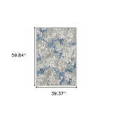 3' X 5' Grey Blue Ivory Navy Beige And Brown Abstract Power Loom Stain Resistant Area Rug - Homeroots - Flyclothing LLC