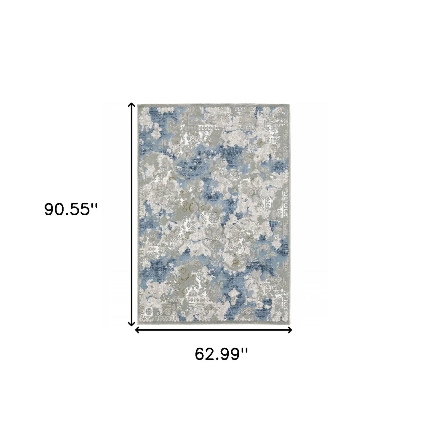 5' X 8' Grey Blue Ivory Navy Beige And Brown Abstract Power Loom Stain Resistant Area Rug - Homeroots - Flyclothing LLC