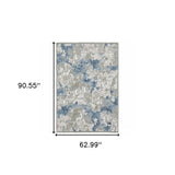 5' X 8' Grey Blue Ivory Navy Beige And Brown Abstract Power Loom Stain Resistant Area Rug - Homeroots - Flyclothing LLC