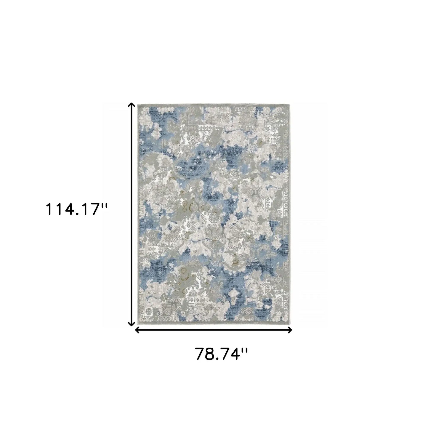 6' X 9' Grey Blue Ivory Navy Beige And Brown Abstract Power Loom Stain Resistant Area Rug - Homeroots - Flyclothing LLC