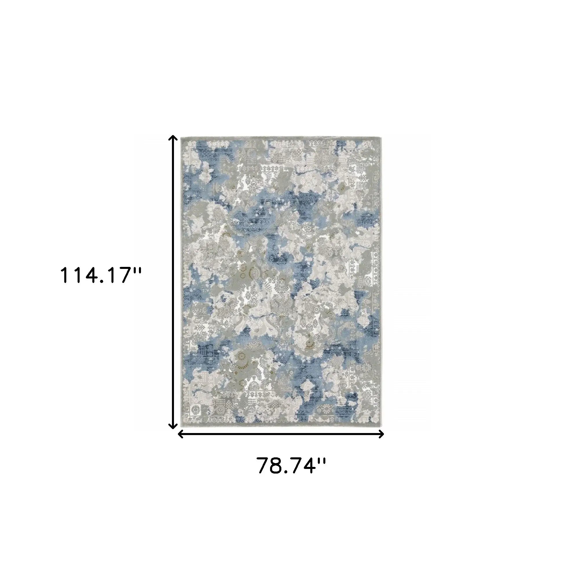 6' X 9' Grey Blue Ivory Navy Beige And Brown Abstract Power Loom Stain Resistant Area Rug - Homeroots - Flyclothing LLC