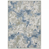 10' X 13' Grey Blue Ivory Navy Beige And Brown Abstract Power Loom Stain Resistant Area Rug - Homeroots - Flyclothing LLC