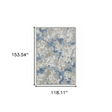 10' X 13' Grey Blue Ivory Navy Beige And Brown Abstract Power Loom Stain Resistant Area Rug - Homeroots - Flyclothing LLC