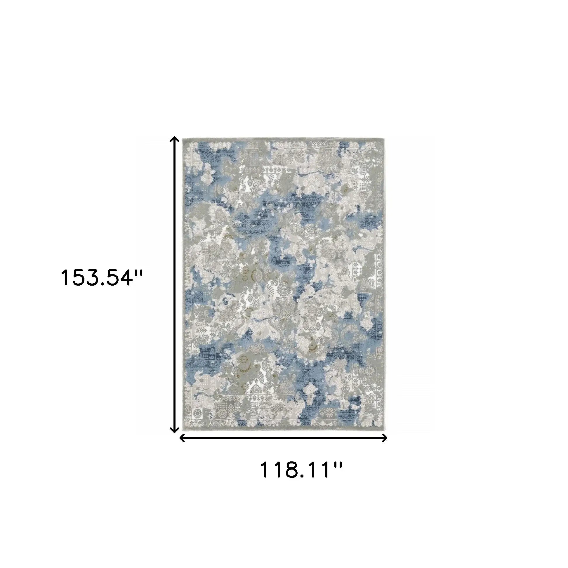 10' X 13' Grey Blue Ivory Navy Beige And Brown Abstract Power Loom Stain Resistant Area Rug - Homeroots - Flyclothing LLC