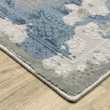 10' X 13' Grey Blue Ivory Navy Beige And Brown Abstract Power Loom Stain Resistant Area Rug - Homeroots - Flyclothing LLC