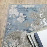 10' X 13' Grey Blue Ivory Navy Beige And Brown Abstract Power Loom Stain Resistant Area Rug - Homeroots - Flyclothing LLC