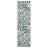 2' X 8' Grey Blue Ivory Navy Beige And Brown Abstract Power Loom Stain Resistant Runner Rug - Homeroots - Flyclothing LLC