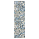 2' X 8' Grey Blue Ivory Navy Beige And Brown Abstract Power Loom Stain Resistant Runner Rug - Homeroots - Flyclothing LLC