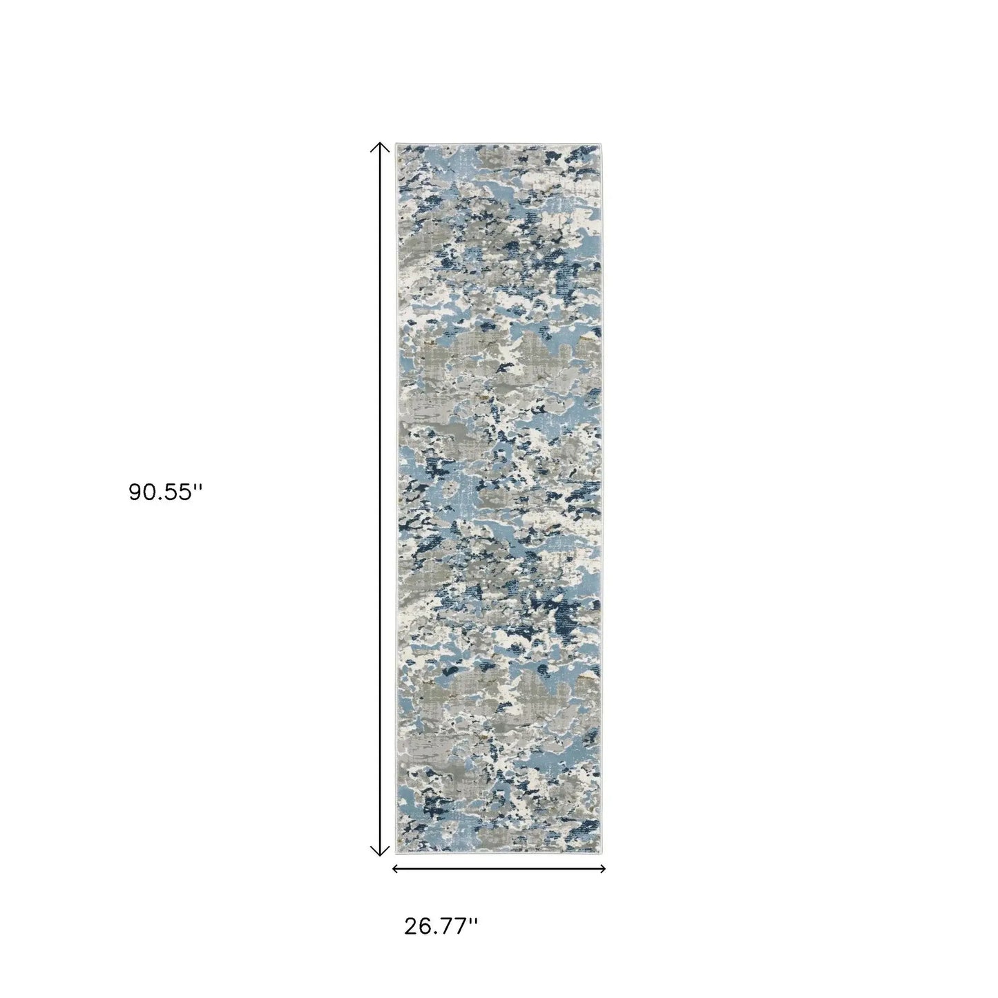 2' X 8' Grey Blue Ivory Navy Beige And Brown Abstract Power Loom Stain Resistant Runner Rug - Homeroots - Flyclothing LLC