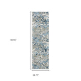 2' X 8' Grey Blue Ivory Navy Beige And Brown Abstract Power Loom Stain Resistant Runner Rug - Homeroots - Flyclothing LLC
