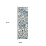 2' X 8' Grey Blue Ivory Navy Beige And Brown Abstract Power Loom Stain Resistant Runner Rug - Homeroots - Flyclothing LLC