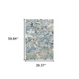 3' X 5' Grey Blue Ivory Navy Beige And Brown Abstract Power Loom Stain Resistant Area Rug - Homeroots - Flyclothing LLC