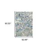 5' X 8' Grey Blue Ivory Navy Beige And Brown Abstract Power Loom Stain Resistant Area Rug - Homeroots - Flyclothing LLC