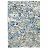 10' X 13' Grey Blue Ivory Navy Beige And Brown Abstract Power Loom Stain Resistant Area Rug - Homeroots - Flyclothing LLC