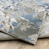 10' X 13' Grey Blue Ivory Navy Beige And Brown Abstract Power Loom Stain Resistant Area Rug - Homeroots - Flyclothing LLC