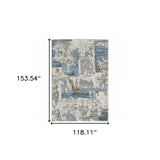 10' X 13' Grey Blue Navy Ivory And Brown Abstract Power Loom Stain Resistant Area Rug - Homeroots - Flyclothing LLC