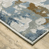 10' X 13' Grey Blue Navy Ivory And Brown Abstract Power Loom Stain Resistant Area Rug - Homeroots - Flyclothing LLC