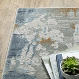 10' X 13' Grey Blue Navy Ivory And Brown Abstract Power Loom Stain Resistant Area Rug - Homeroots - Flyclothing LLC
