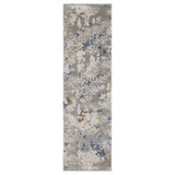 2' X 8' Grey Blue Ivory Brown And Navy Abstract Power Loom Stain Resistant Runner Rug - Homeroots - Flyclothing LLC