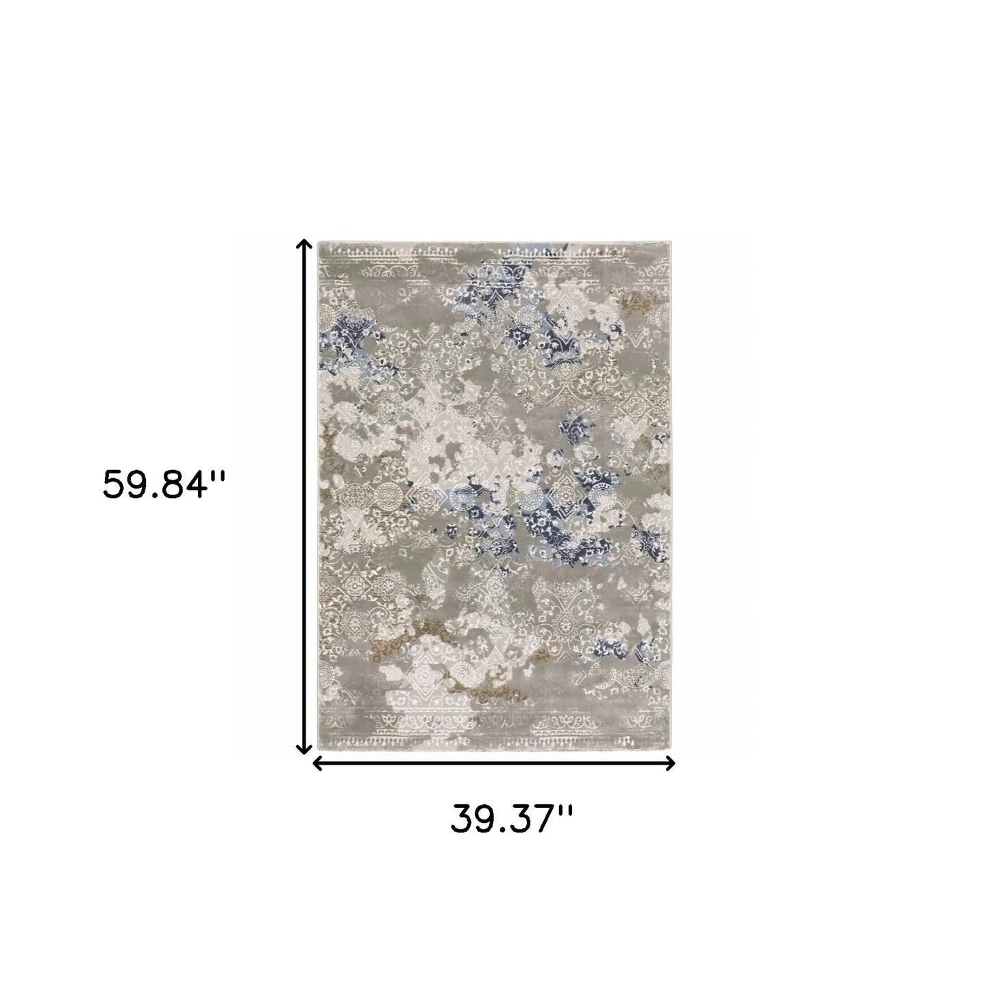3' X 5' Grey Blue Ivory Brown And Navy Abstract Power Loom Stain Resistant Area Rug - Homeroots - Flyclothing LLC