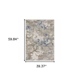 3' X 5' Grey Blue Ivory Brown And Navy Abstract Power Loom Stain Resistant Area Rug - Homeroots - Flyclothing LLC
